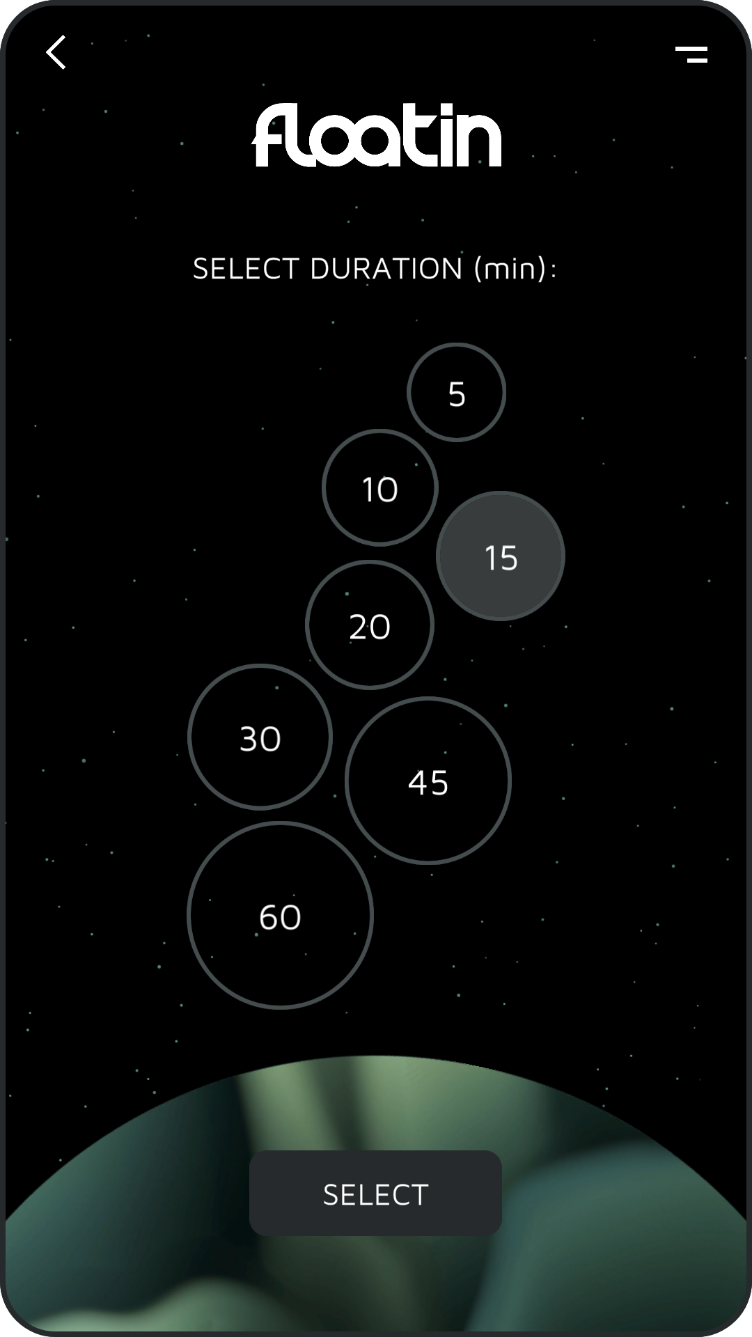 Floatin Screen: Select a duration